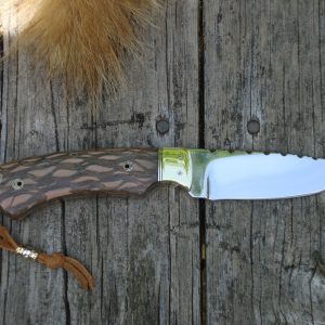 LACEWOOD HANDLE 52100 BEARING STEEL DROP POINT BLADE WITH FILE WORK