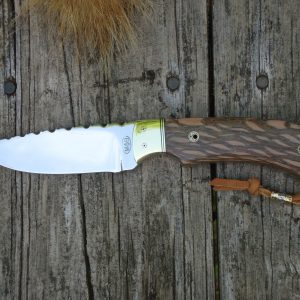 LACEWOOD HANDLE 52100 BEARING STEEL DROP POINT BLADE WITH FILE WORK