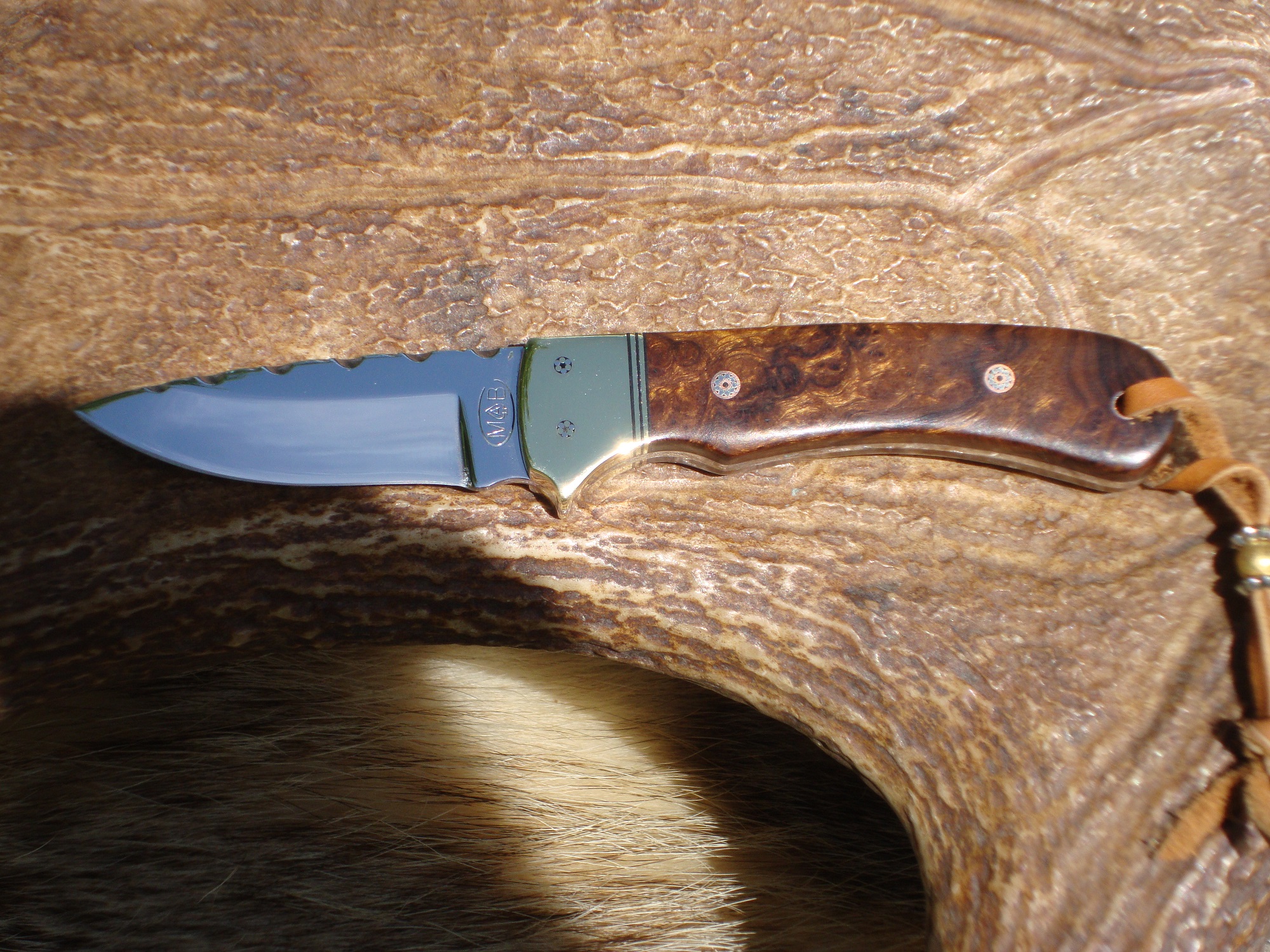 CUSTOM 440 STAINLESS STEEL IRON WOOD HANDLE SMALL HUNTER WITH FILE WORK