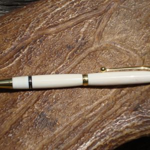 Custom Hand Turned Mammoth Ivory Pen with 24kt Gold Plated Fittings