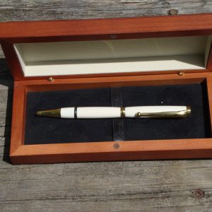 Custom Hand Turned Mammoth Ivory Pen with 24kt Gold Plated Fittings
