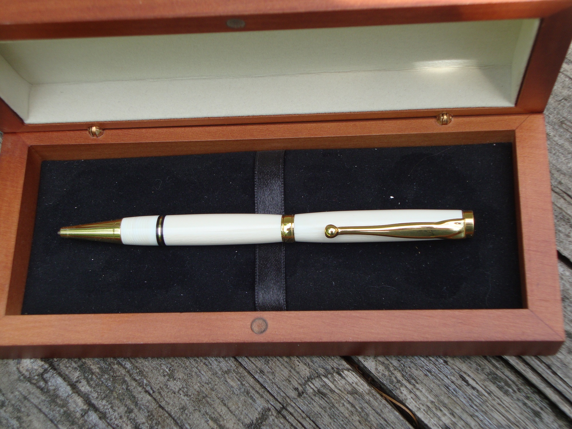 Custom Hand Turned Mammoth Ivory Pen with 24kt Gold Plated Fittings