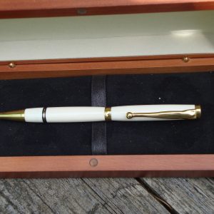 Custom Hand Turned Mammoth Ivory Pen with 24kt Gold Plated Fittings