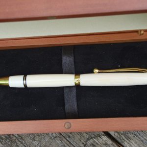 Custom Hand Turned Mammoth Ivory Pen with 24kt Gold Plated Fittings