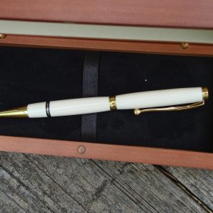 Custom Hand Turned Mammoth Ivory Pen with 24kt Gold Plated Fittings
