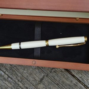 Custom Hand Turned Mammoth Ivory Pen with 24kt Gold Plated Fittings