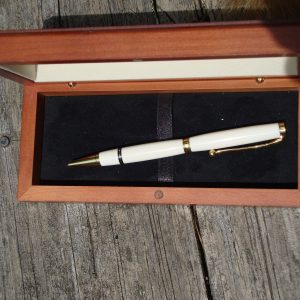 Custom Hand Turned Mammoth Ivory Pen with 24kt Gold Plated Fittings