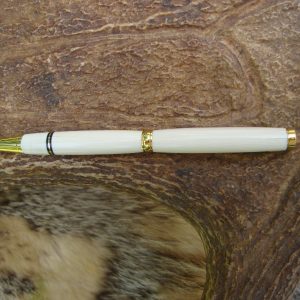 Custom Hand Turned Mammoth Ivory Pen with 24kt Gold Plated Fittings