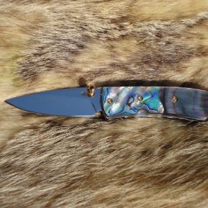 CUSTOM POCKET KNIFE ABALONE AND BLACK LIP MOTHER OF PEARL HANDLES