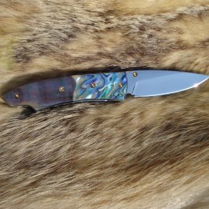 CUSTOM POCKET KNIFE ABALONE AND BLACK LIP MOTHER OF PEARL HANDLES