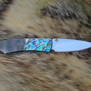 CUSTOM POCKET KNIFE ABALONE AND BLACK LIP MOTHER OF PEARL HANDLES