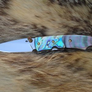 CUSTOM POCKET KNIFE ABALONE AND BLACK LIP MOTHER OF PEARL HANDLES