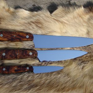 Custom Chef knife Set AUS8A Steel Blades with Arizona Desert Ironwood Burl Handles