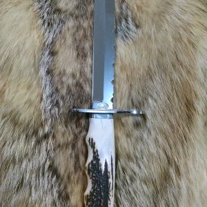 Custom M4 Bayonet with Red stag handles file worked blade
