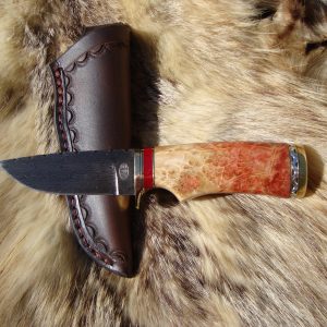 Mosaic Damascus Flame Boxelder Burl With Jasper Handle File Worked