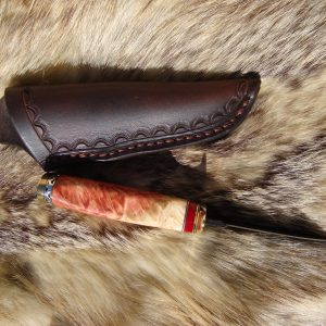 Mosaic Damascus Flame Boxelder Burl With Jasper Handle File Worked