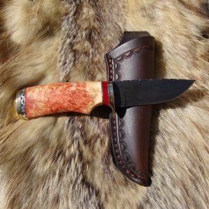 Mosaic Damascus Flame Boxelder Burl With Jasper Handle File Worked