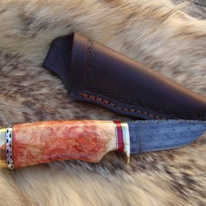 Mosaic Damascus Flame Boxelder Burl With Jasper Handle File Worked