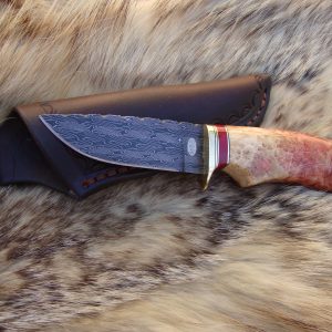 Mosaic Damascus Flame Boxelder Burl With Jasper Handle File Worked