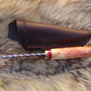 Mosaic Damascus Flame Boxelder Burl With Jasper Handle File Worked