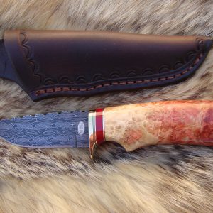 Mosaic Damascus Flame Boxelder Burl With Jasper Handle File Worked