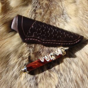 Wildebeest Jaw Bone Handle Mosaic Damascus Blade Bird Trout Knife File Worked