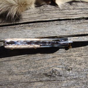 Custom Pocket Knife with Black lip pearl and python snake skin handles