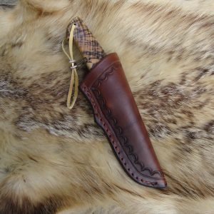 Spalted Hack Berry Handle with Fire Storm Damascus Spear Point file Worked Blade Hunter