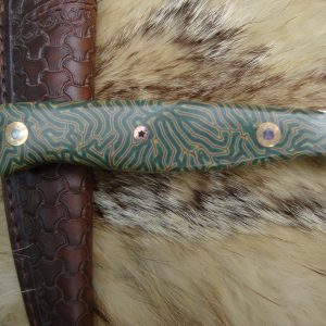 Fire Storm Damascus Blade Fillet Knife file worked Crazy Fiber Handles