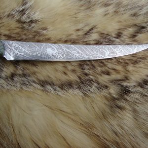 Fire Storm Damascus Blade Fillet Knife file worked Crazy Fiber Handles