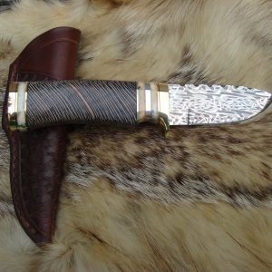 Mosaic Damascus Cross Cut Lacewood With Giraffe Bone Handle File Worked