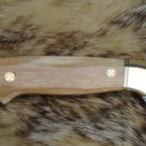 Sword Fish Bill Handle with Spanish Ladder Damascus Drop Point file Worked Blade