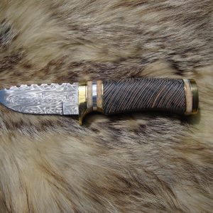 Mosaic Damascus Cross Cut Lacewood With Giraffe Bone Handle File Worked