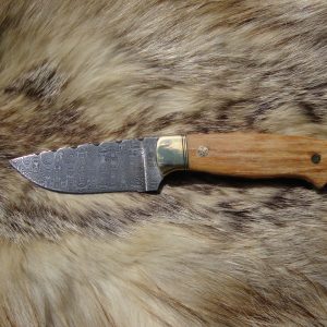 Sword Fish Bill Handle with Spanish Ladder Damascus Drop Point file Worked Blade