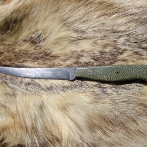 Fire Storm Damascus Blade Fillet Knife file worked Crazy Fiber Handles