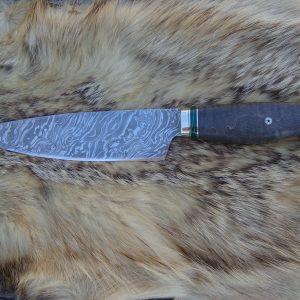 Damascus Chef Knife With Curly Maple And Malachite Stone Spacer