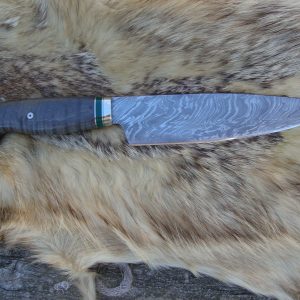 Damascus Chef Knife With Curly Maple And Malachite Stone Spacer