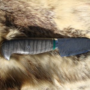 Damascus Chef Knife With Curly Maple And Malachite Stone Spacer