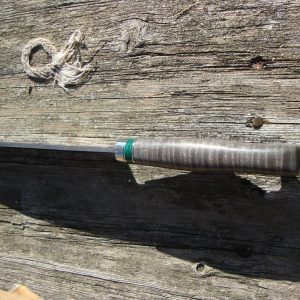 Damascus Chef Knife With Curly Maple And Malachite Stone Spacer