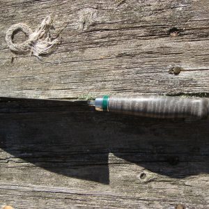 Damascus Chef Knife With Curly Maple And Malachite Stone Spacer