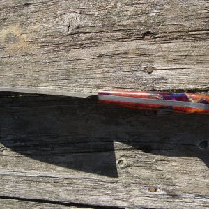 Damascus Chef Knife With Blood Wood Burl Handle File Worked Handle