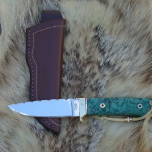 AMBOYNA WOOD HANDLE 440C BLADE TAPERED TANG FILE WORKED HUNTER