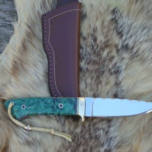 AMBOYNA WOOD HANDLE 440C BLADE TAPERED TANG FILE WORKED HUNTER