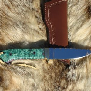 AMBOYNA WOOD HANDLE 440C BLADE TAPERED TANG FILE WORKED HUNTER