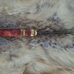 Damascus Spear Point Sub hilt Guard Flame Box Elder Burl Hunter