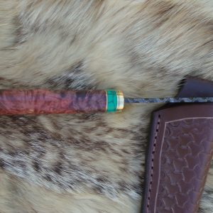 Mosaic Damascus Blade Ambonya Wood Handle File Worked Drop Point Hunter