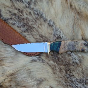 Buckeye Burl Wood With Resin Handle File Worked 440C Blade Drop Point Hunter