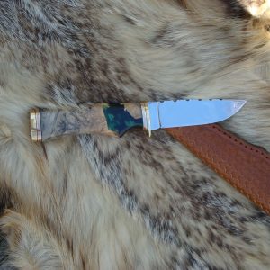 Buckeye Burl Wood With Resin Handle File Worked 440C Blade Drop Point Hunter