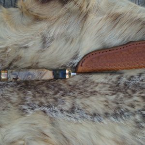 Buckeye Burl Wood With Resin Handle File Worked 440C Blade Drop Point Hunter