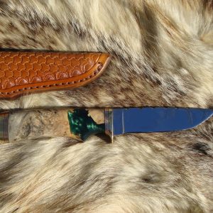 Buckeye Burl Wood With Resin Handle File Worked 440C Blade Drop Point Hunter